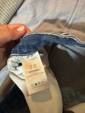 MOTHER Light Blue Taper Ankle Fray Jeans